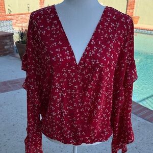 Max Studio Red Floral Blouse